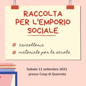 Raccolta di cancelleria e materiale scolastico per l’Emporio Sociale