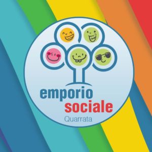 logo emporio sociale su sfondo arcobaleno